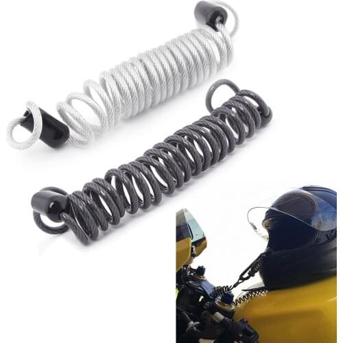 Motorcycle Moped Bicycle Scooter Quad Security Reminder Rope Helmet Lock Coiled PVC Steel Security Cable Anti-Theft Tether