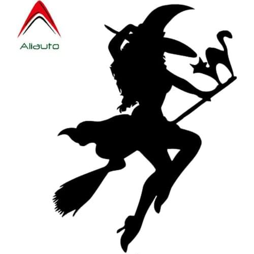 Aliauto Creative Car Sticker Halloween Witch Flying on Broom Vinyl Accessories PVC Decal for Turkish Mitsubishi Asx,14cm*10cm