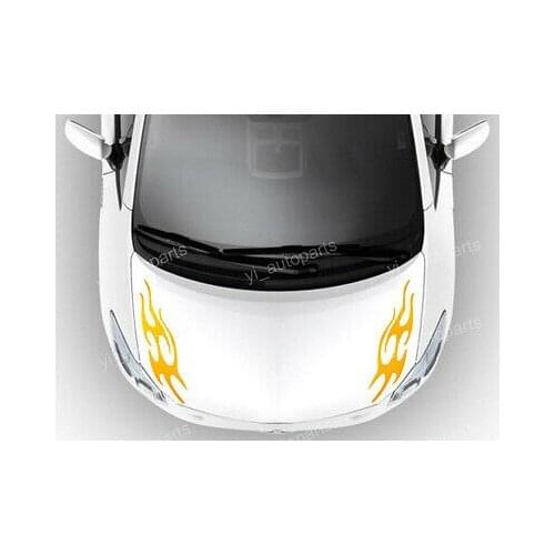 Car Front Hood Body Graphic Vinyl Sticker Decal Blaze Flame Sharp Eyebrow Gold 44cm(17")X15cm(6")Approx