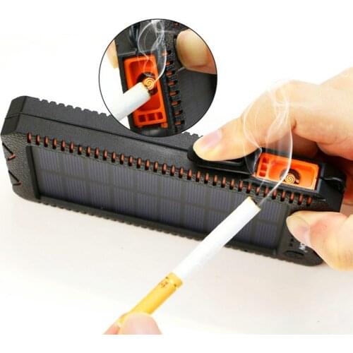 20000mAh Emergency portable solar panel power bank waterproof powerbank with cigarette lighter dual USB ports for mobile phones