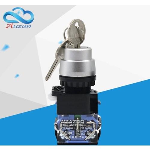 WZAUDQ LA38-11Y2 22 mm ribbon key 2 gear self-locking button switch silver contact 10A660V