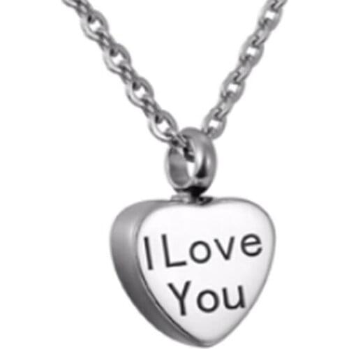 "I love you" Fashion Urn Necklace for Ashes Memorial Keepsake Pendant Heart Cremation Ashes Jewelry