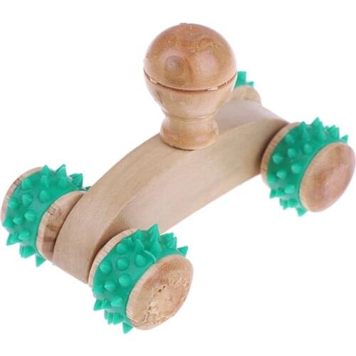1Pcs Wooden Roller Massager Relaxing Hand Foot Head Body Face Massage Tool Reflexology Foot Massage Random Color