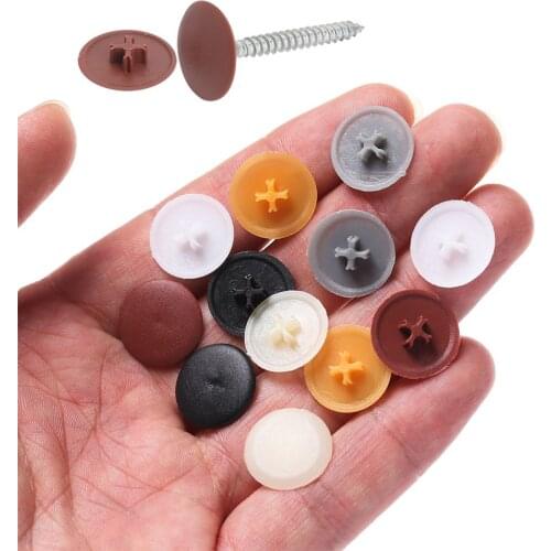 100Pcs 3 in 1 Self-Tapping 17mm Flat Phillips Screw Cap Screw Protective Cap Covers Nuts Plastic Covers Furniture Exterior Decor