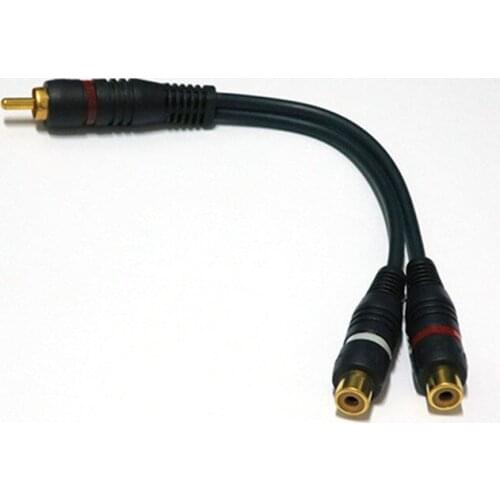 2 RCA Female to 1 RCA Male Splitter Cable Audio Splitter Distributor Converter Speaker Gold Cable Cord Line cooper Wire