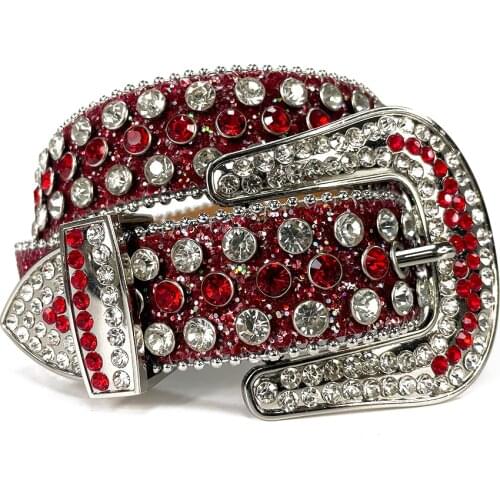 2021 Trending Shiny Diamond Luxury Western Buckle Rhinestone Waist Belt High Quality PU Leather Designer Belt for Man