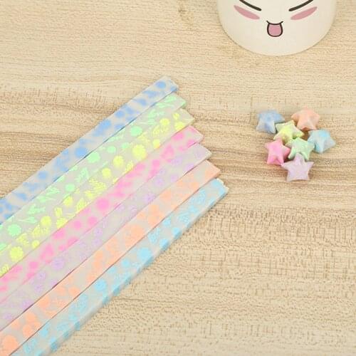 210 PCS Luminous Paper Strips Lucky Stars Origami Colorful DIY Handmade Origami Craft Paper Glow In Dark Scraping Decor