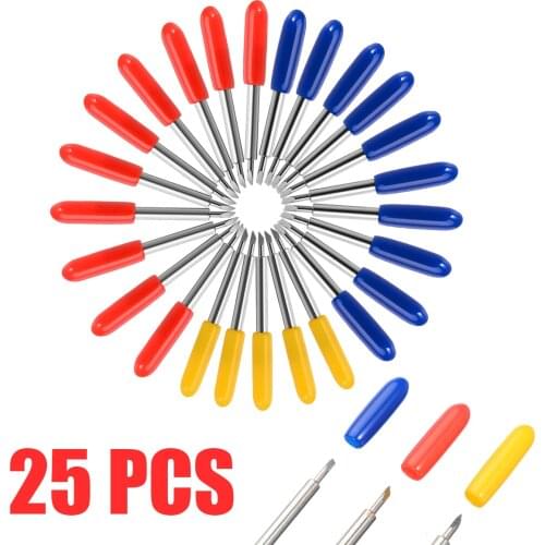25pcs 30/45/60 Degree Roland Cricut Cutting Plotter Vinyl Cutter Knife Blades Offset Cricut Machine for Sharp & Carving Tools