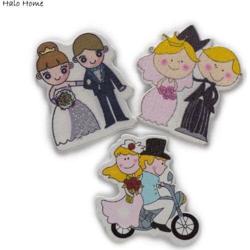 30pcs Wedding Series Wooden Chips for Scrapbooking Embellishments Festival Home Party Handmade Decor Accessories 20-35mm