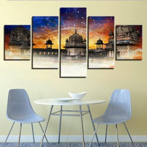 5 Pieces 5D Diy Diamond painting full square round drill mosaic diamond embroidery Retro India Building Castle LandscapeZP-1913