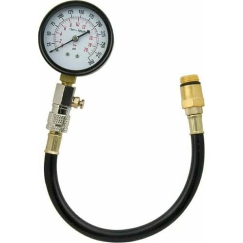 1set car Engine Pressure Gauge Cylinder Compression Pressure Meter 300 PSI Tester Gauge Test Flex Hose explosion-proof tools
