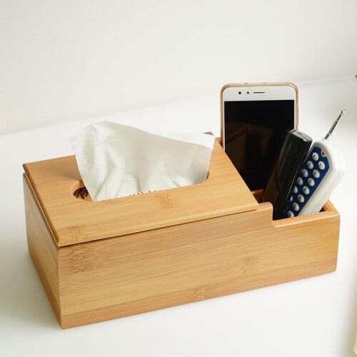 Handmade Bamboo Storage Box Tissue Box Desktope Organizer Storage Racks Remote Control Storage Case Phone Box Napkin Boxes