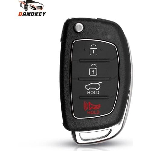 Dandkey Replacement Filp Car Remote Key Shell For Hyundai IX35 ix45 i20 Santa Fe New Verna Fob 4 Buttons Case Uncut Key Blade