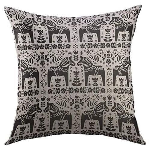 Pooizsdzzz Decorative Throw Pillow Cover for Couch Sofa,BCK Flowers Scandinavian Folk n Swedish Da or Dalecrian Horse Floral