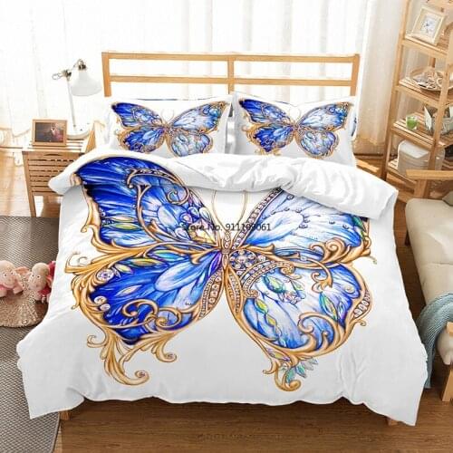 Kids Duvet Cover Queen Size Cartoon Butterfly Print for Girls Comfortable Bedrooms Bedding Set Luxury Pillowcase Full Size Bed