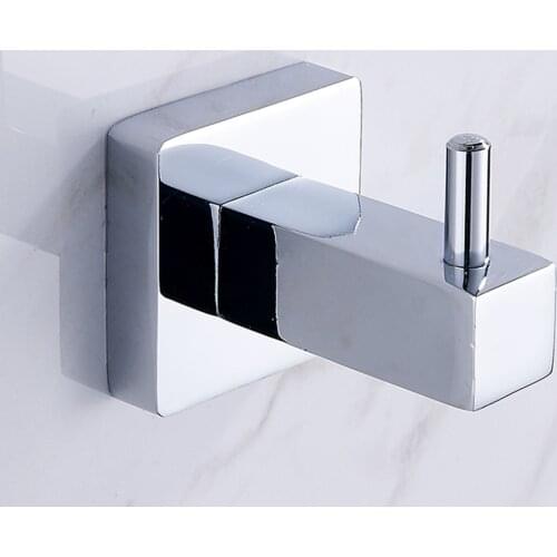 Stainless Steel Towel Hook Wall Mounted Coat Hanger Square Base Kitchen Bathroom Rustproof Towel Hooks for Bathroom Accessories