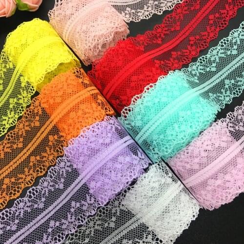 10yds 40mm Wide Bilateral Handicrafts Embroidered Net Lace Trim Ribbon Wedding/Birthday/Christmas/Bow Decorations