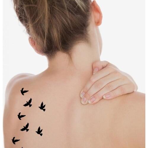 Flying Black Bird Temporary Tattoos Sticker Removable Body Art Decoration Waterproof Sexy Transfer Fake Tattoos Stickers