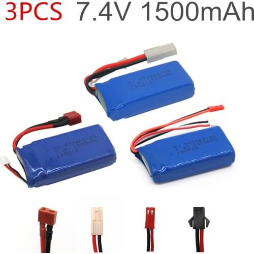 3PCS 7.4V 1500mAh Lipo battery For FT009 RC Boat speedboat 12428 battery Lipo 2S 7.4 V 1500 mah 903462 2S JST SM KET T PLUG