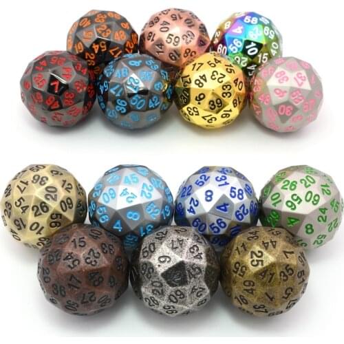 Metal 60 Sided Polyhedral Dice with Velvet Pouch For Tabletop Games DnD MTG Math Teaching