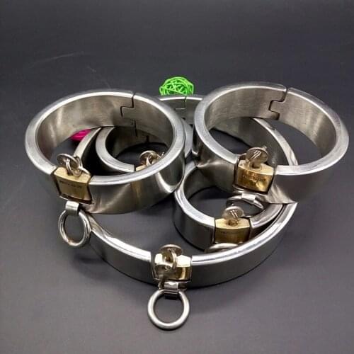 Stainless Steel Bdsm Set Bondage Collar Legcuffs Handcuffs Slave Women Restraints Sex Tools Adult Games Bdsm Sex Toy For Couples