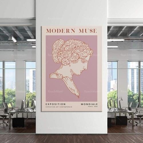 Greek statue printable wall art, modern pink wall art, abstract ancient Greek goddess print, bust Greek museum poster