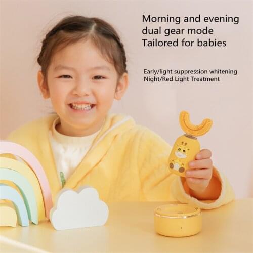 New Automatic U-shaped Brush Head Electric Toothbrush Intelligent Voice Sonic Cartoon Children Electric Toothbrush 2-7 Years Old