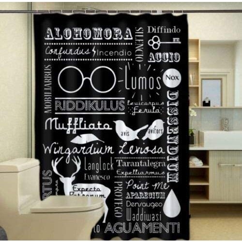 Nuevo Harry Flag Spell Cover Tela Duradera Mildew Accesorios de baño Creativo con 12 Ganchos 180X180CM