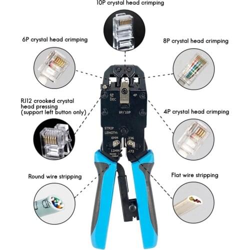 RJ45 Network Crimper 10P 8P 6P 4P Crimping Tools Stripper for RJ45 RJ11 RJ12 RJ50 Connector Ethernet Cable