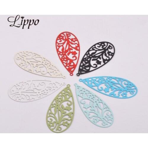 50pcs AB5397 40*18mm Big Hollow Oval charm Daisy Metal Brass Necklace Earring Braclet Pendant Jewelry Accessories Charm