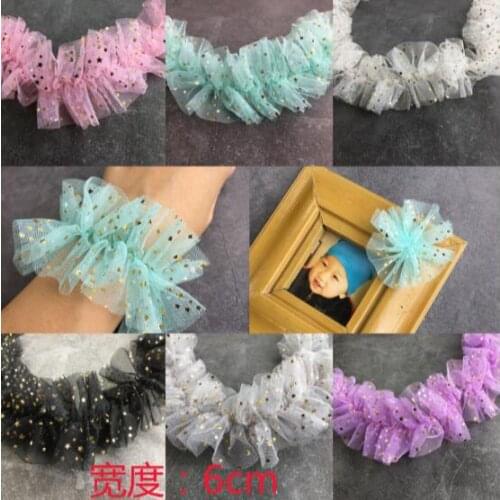 10Yard 6cm Pleated Lace Trim Bubble Skirt Ruffled Lace Folded Mesh Lace Fabric Accessories Tutu Lace Wedding Headdress Decortion