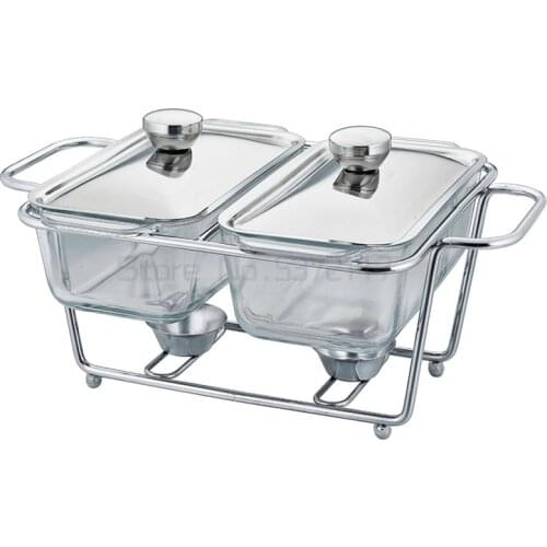 Glass Buffet Chafing Dish Catering Business Food Warmer Freshness Container Silver Heating Storage Party Wedding