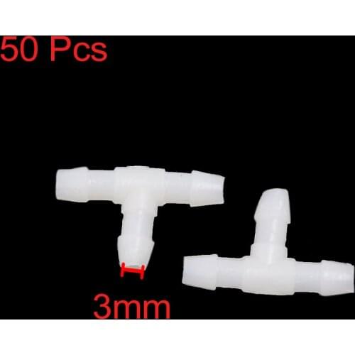 UXCELL Auto Car 3Mm Inner Dia T-Piece Tube Hose Pipe Tee Connector Fittings White 50Pcs
