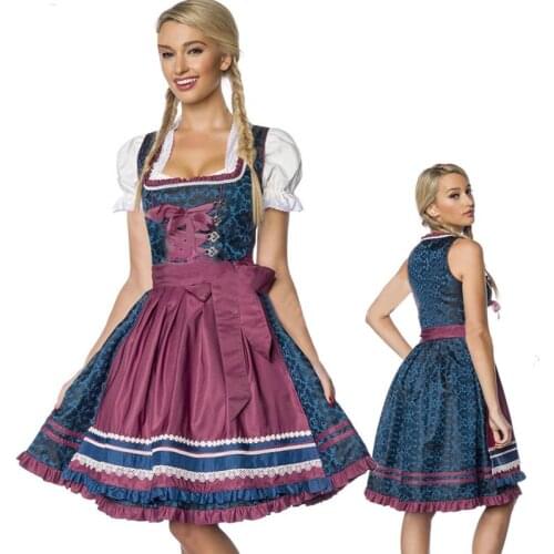 High Quality Traditional Bavarian Oktoberfest Beer Girl Maid Costume Dirndl Waitress Wench Dress Female Music Festival Clothes