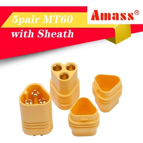 High Quality Amass MT60 Motor Plug Connector Set for RC Multicopter Quadcopter Airplane 5 pair MT60 connector with sheath