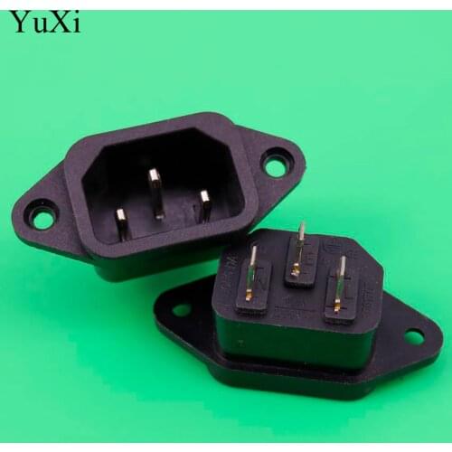 YuXi IEC 320 C14 Brass Male AC Power Cord Inlet Power Receptacle Power Socket AC 250V 10A CCC CE For AMP Application