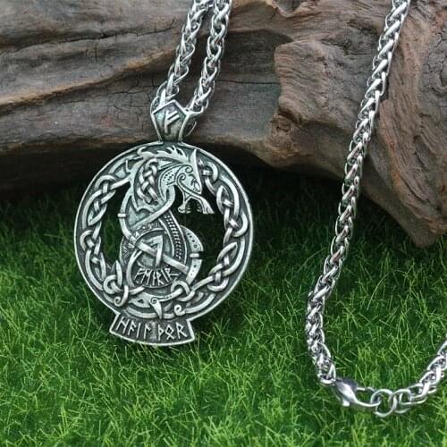 Lanseis 1pcs Fenrir Wolf Tyr Odin Viking Valhalla pendant Norse Pagan Gods jewelry Celt Rune men necklace pendant