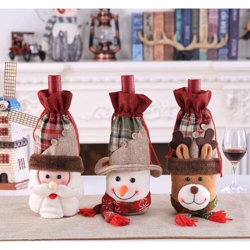 1pcs Christmas Decorations Creative Bar Dining Table Elk Wine Bottle Cover Champagne Bottle bag