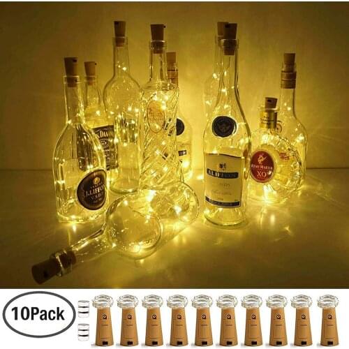10pcs/lot Bottle Lights 20LED Cork Lights for Wine Bottles Battery Powered Fairy Mini String Lights for DIY Jar Indoor Bedroom