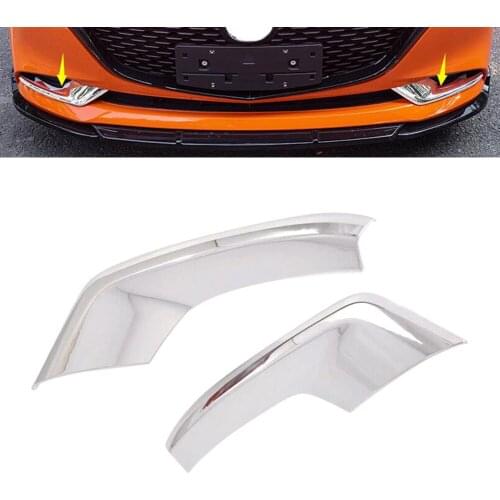 2 pcs Chrome Car Front Fog Light Lamp Foglamp Frame Cover Decarations Trim Guards For Mazda 3 Sedan 2019 2020