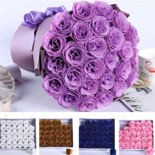 30Pcs/Set Gold Dust Rose Flowers Artificial Flowers Soap Flower Head ValentineS Day Wedding Decoration DIY Accessories
