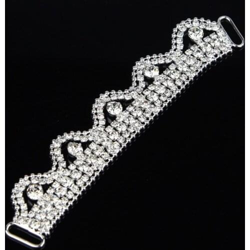 30 Pcs 124x21mm Rhinestone Chain Trim Silver Crystal Bikini Connector For Clothing Accessory