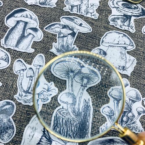31pcs vintage TN White black mushroom Stickers scrapbooking autocollant sticker kawaii stationary supplies journaling scrapbook