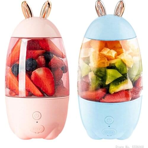 330ml Cute Rabbit Juicer Cup Fruit Blender Mixer Portable USB Rechargeable Household Orange Fruit Juicer Dropshipping