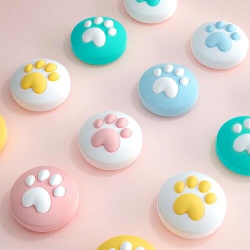 4PCS Cute Cat Claw Pattern Thumb Grip Cap Soft Silicone Joystick Protective Cover for NS Switch/Switch Lite for Controller