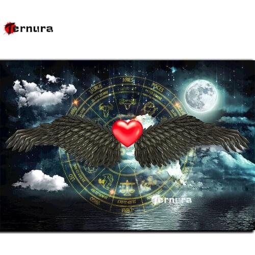 5D diamond embroidery Night moon seascape diamond painting Heart wings full square mosaic Twelve constellations rhinestone decor