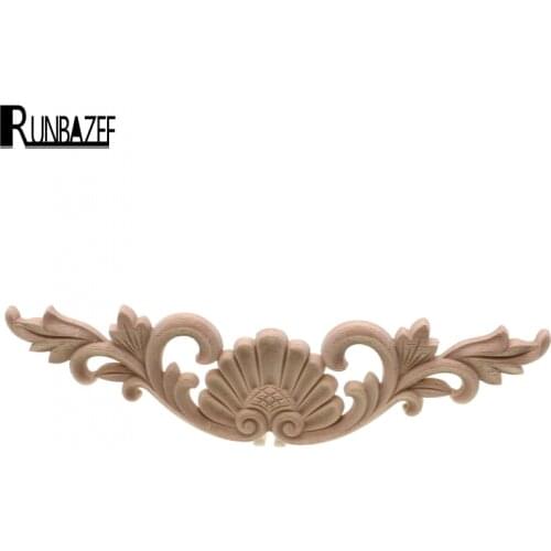 RUNBAZEF Applique Wood Furniture Decorative Home Decor Decoration Accessories Long Door Flower Decals Craft Miniature Ornaments