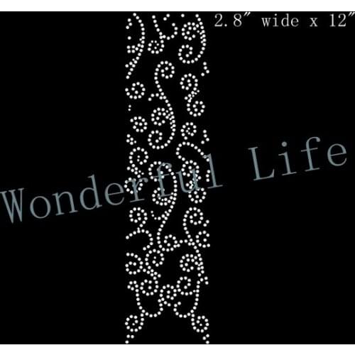 Free Shipping dot flower Cheer bow strip long dots rhinestone Iron On bling transfer