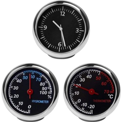 Clocks 2 In 1 Function Car Thermometer Hygrometer Durable Quartz Glass Mirror Clock Decoration Car Decoration Accessories