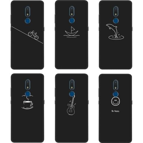 Case For Nokia C3 2020 Phone Case Back Cover Black Softness Silicone Bumper With White Color Printing